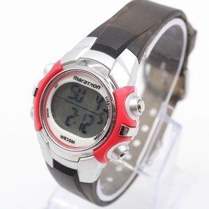 Vintage Marathon Digital Watch Silver Tone Stainless Steel Running Alarm WR50M